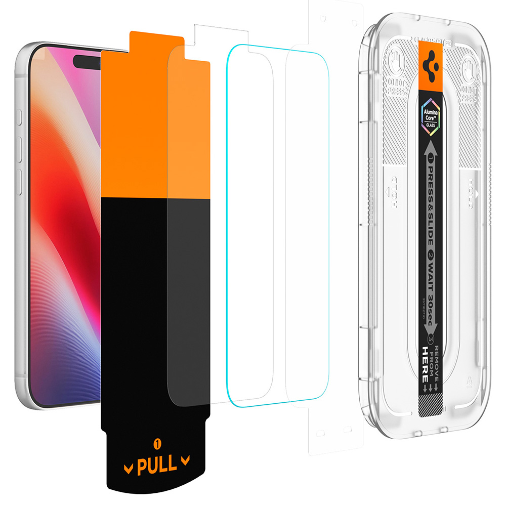 Spigen - (2 pack) Glas.tR EZ-FIT Pro HD (AGL12047) - iPhone 18 Pro / iPhone 17 Pro / iPhone 17 / iPhone 16 Pro - Clear