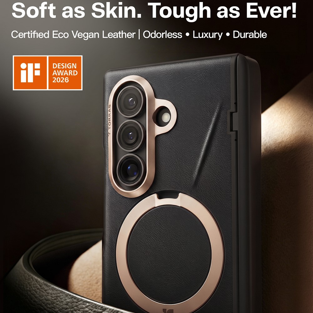 Torras - QPRO Leather Series - Samsung Galaxy Z Fold8 Ultra - Black