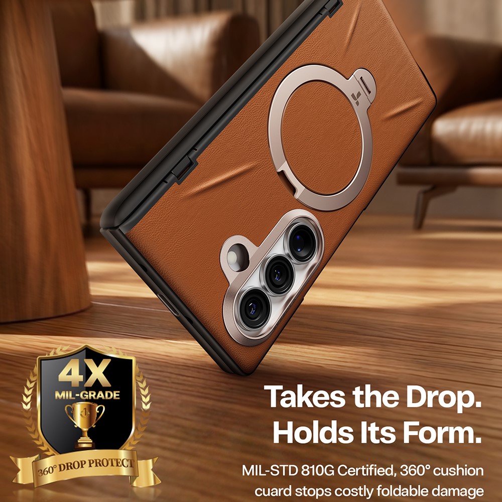 Torras - QPRO Leather Series - Samsung Galaxy Z Fold8 Ultra - Brown